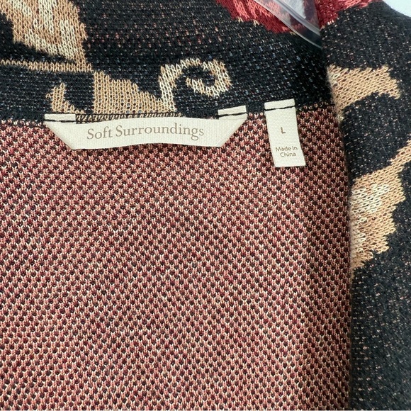 Soft Surroundings Glasgow Sweater coat Women Size Large Black Floral Longline - Picture 11 of 13